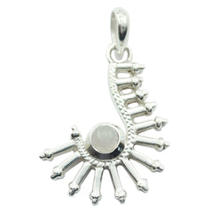 Joaquina Featherlight Silver Pendant with Elegant Design Rainbow Moonstone White White