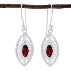 Ida Featherlight Solitaire Earrings with Gemstone Detail Garnet Red Dangle