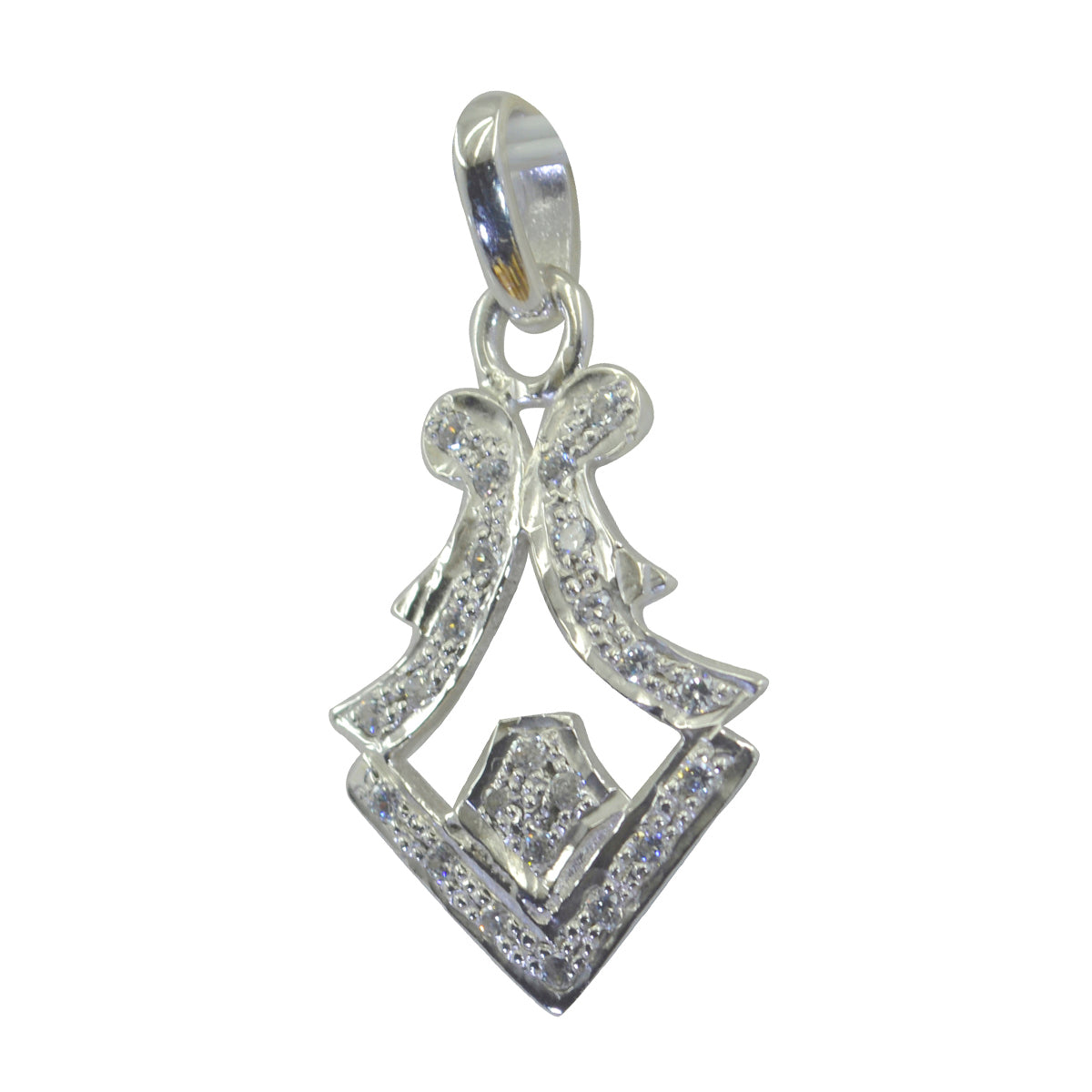 Isabelle Featherlight White Pendant with Sparkling Design White CZ White White