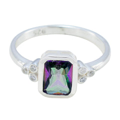 Zazlle Feminine Gemstone Ring with Colorful Accents Mystic Quartz Multicolor