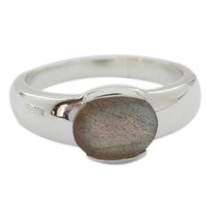 Maria Feminine Grey Solitaire Ring Sterling Silver Labradorite Gray