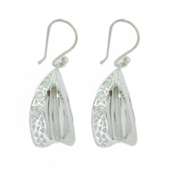 Fernanda Plain Silver Earrings for Everyday Glam Plain Gray Dangle