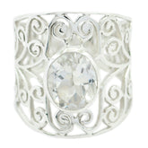 Florencia Filigree Solitaire Ring - Elegant Silver Design Crystal Quartz White