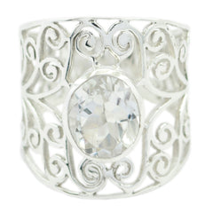 Florencia Filigree Solitaire Ring - Elegant Silver Design Crystal Quartz White