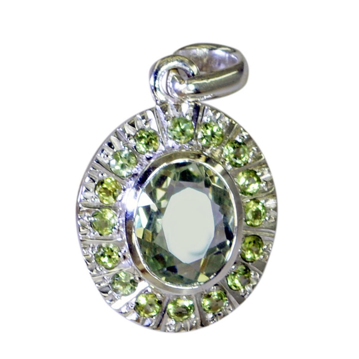 Freya Green Pendant Necklace with Sparkling Gemstones Peridot Green Green