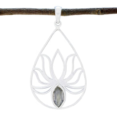 Freya Grey Pendant - Elegant Lotus Design Jewelry Labradorite Grey Grey