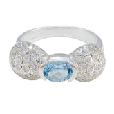 Abigail Gemstone Halo Ring India - Elegant Sparkle Blue Topaz Blue