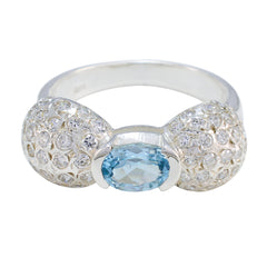 Abigail Gemstone Halo Ring India - Elegant Sparkle Blue Topaz Blue