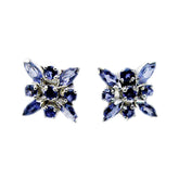 Genesis Blue Featherlight Earrings for Everyday Glam Iolite Blue Stud