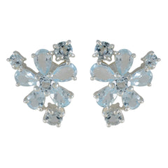 Genesis Blue Minimal Stud Earrings for Everyday Glam Blue Topaz Blue Stud
