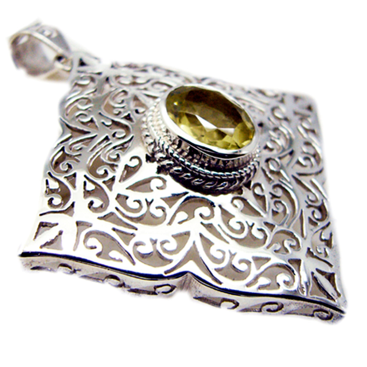 Alejandra Geometric Chunky Pendant with Gemstone Accent Lemon Quartz Yellow Yellow