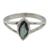 Ayesha Geometric Multicolor Solitaire Ring with Sterling Silver Mystic Quartz Multicolor