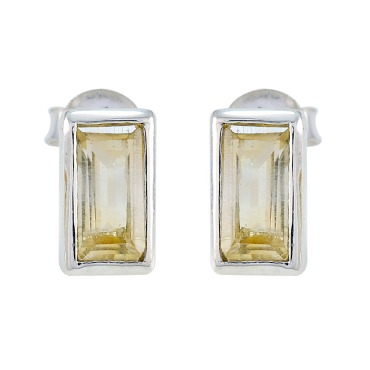 Grace Giftable Yellow Earrings in Silver Settings Citrine Yellow Stud