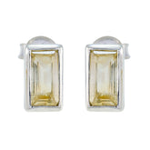 Grace Giftable Yellow Earrings in Silver Settings Citrine Yellow Stud