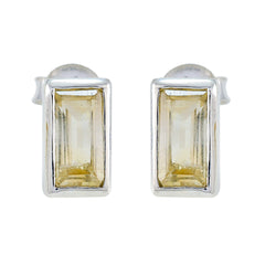 Grace Giftable Yellow Earrings in Silver Settings Citrine Yellow Stud