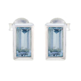 Giulia Blue Solitaire Earrings - Elegant Gemstone Design Blue Topaz Blue Stud