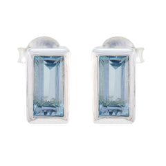Giulia Blue Solitaire Earrings - Elegant Gemstone Design Blue Topaz Blue Stud