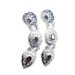 Giulia Brown Dangle Earrings - Chic Silver Jewelry Smoky Quartz Brown Dangle