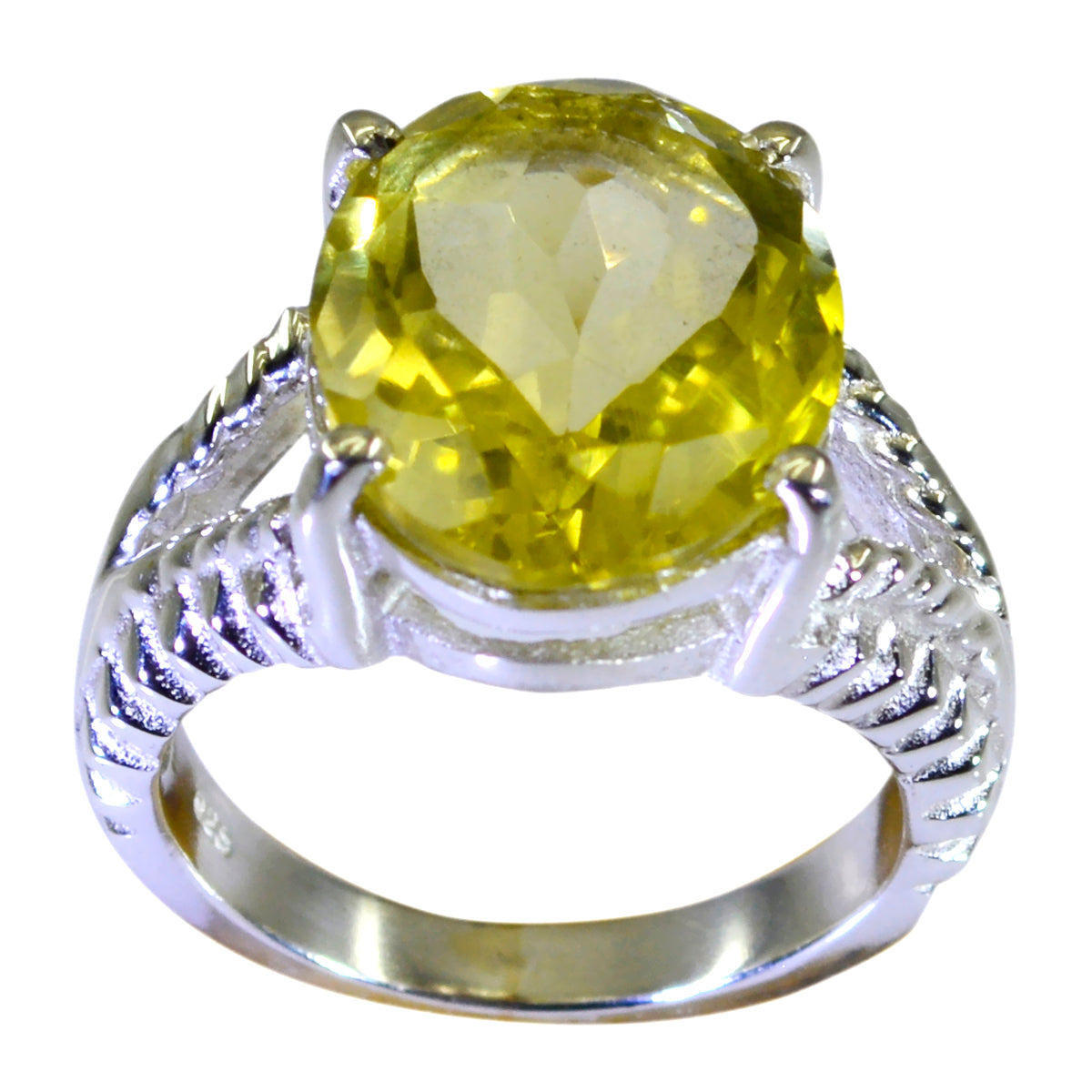 Zoey Glamorous Yellow Solitaire Ring for Everyday Elegance Lemon Quartz Yellow