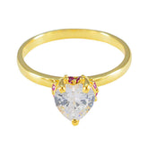 Mariana gold ring featuring heart-shaped clear stone with red halo ring for women accents