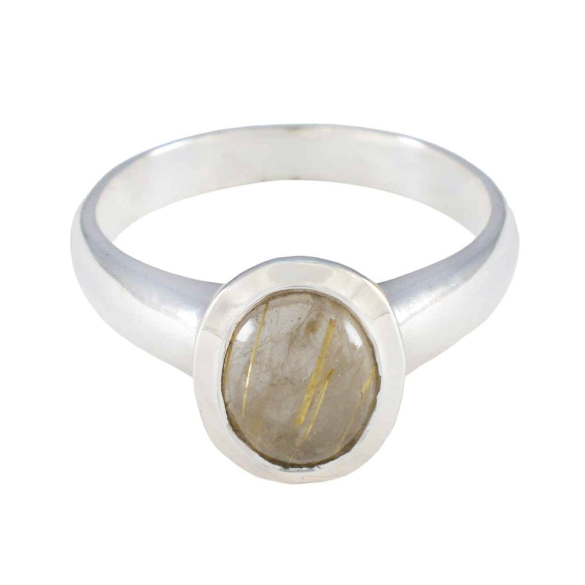 Isabelle Golden Solitaire Ring for Women Elegant Design Rutile Quartz Yellow