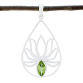 Grace Green Pendant Silver Lotus Gemstone Jewelry Peridot Green Green