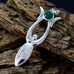 Ella Green Abstract Pendant in Silver with Gemstone