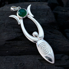 Ella Green Abstract Pendant in Silver with Gemstone