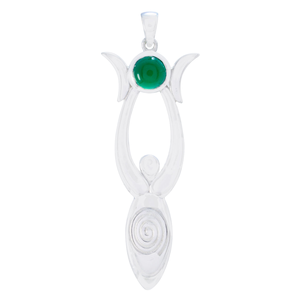 Ella Green Abstract Pendant in Silver with Gemstone Green onyx Green Green