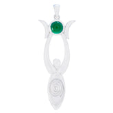 Ella Green Abstract Pendant in Silver with Gemstone Green onyx Green Green