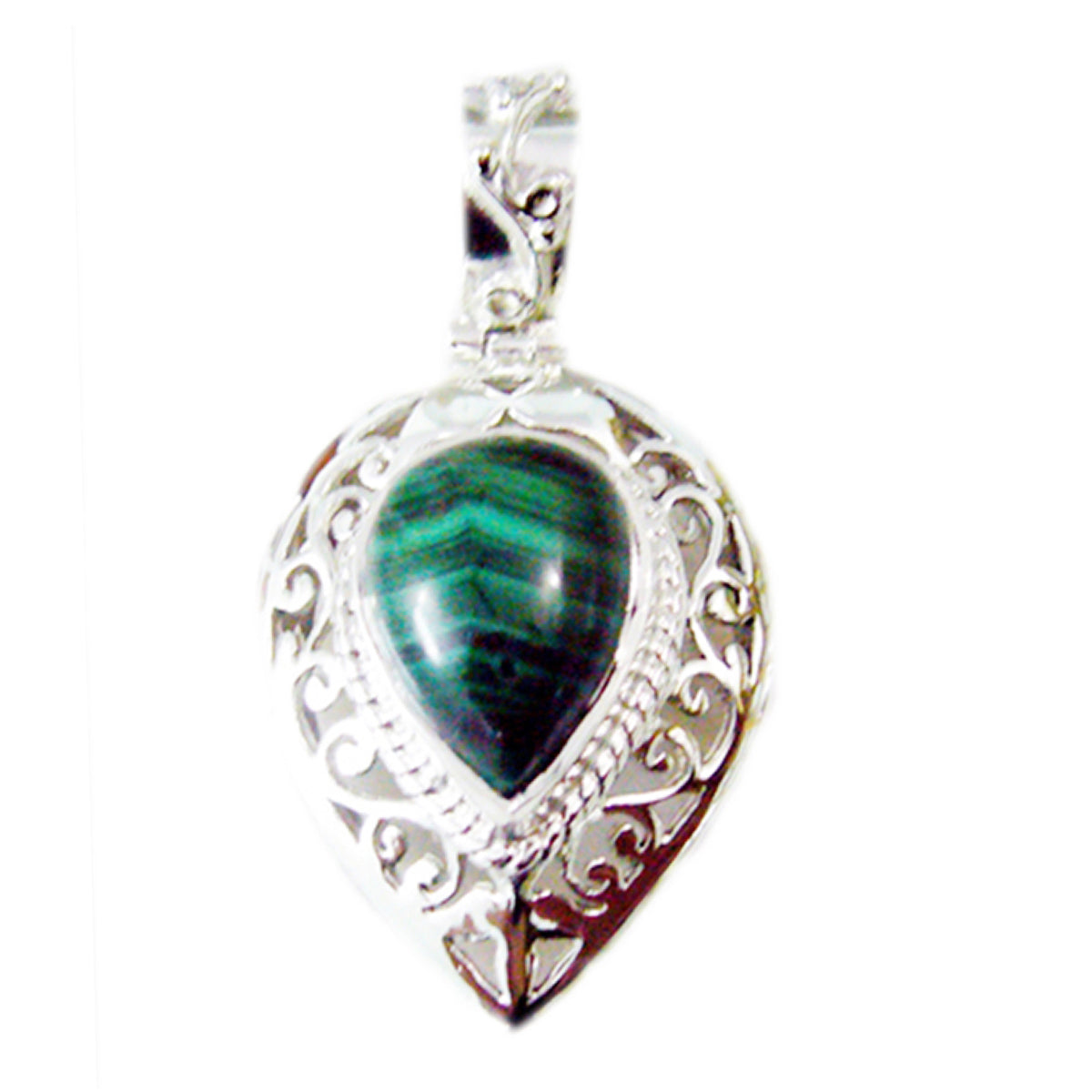 Aria Green Antique Statement Pendant with Malachite Malachite Green Green