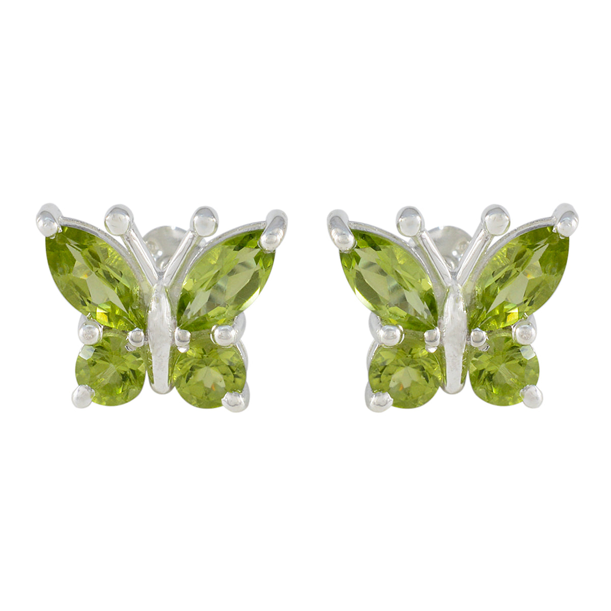 Ines Green Butterfly Stud Earrings for Everyday Glam Peridot Green Stud