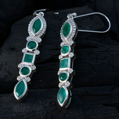 Aaliyah Green Dangle Earrings with Gemstone Accents