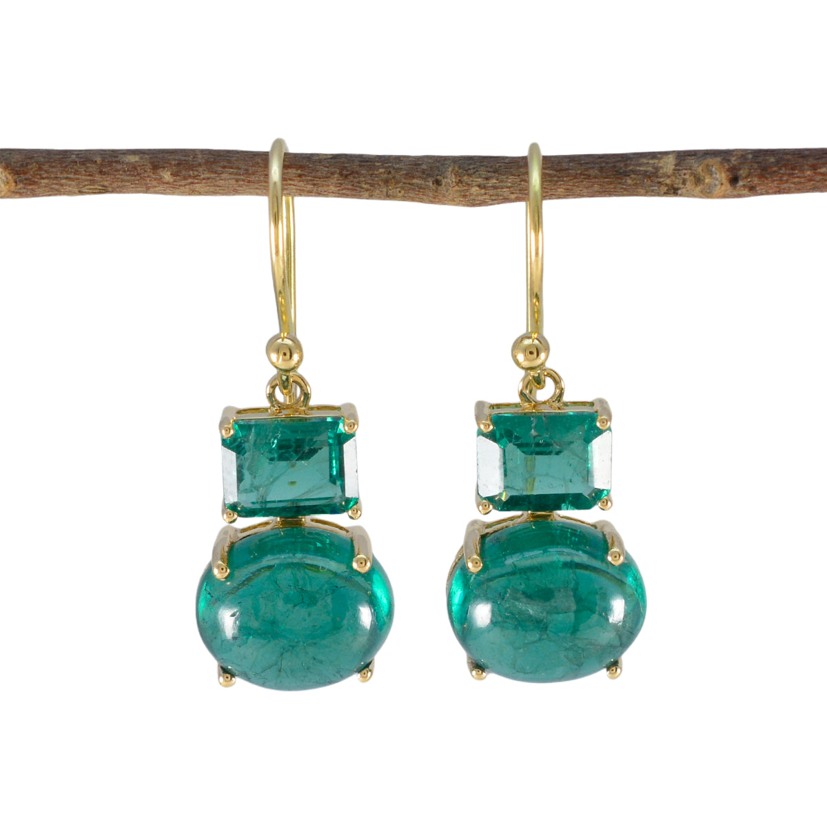 Ayesha Green Dangle Earrings with Gemstone Elegance Emerald CZ Green Dangle