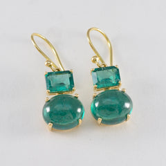 Ayesha Green Dangle Earrings with Gemstone Elegance