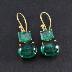Ayesha Green Dangle Earrings with Gemstone Elegance