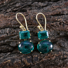 Ayesha Green Dangle Earrings with Gemstone Elegance