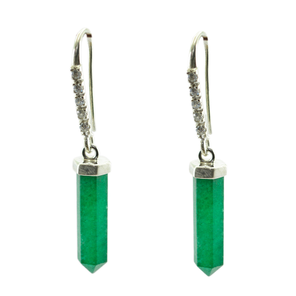 Isabel Green Dangle Earrings with Chic Gemstone Detail Indian Emerald Green Dangle