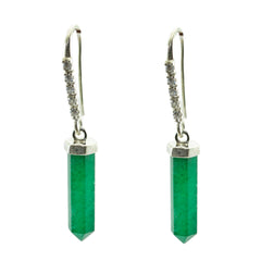 Isabel Green Dangle Earrings with Chic Gemstone Detail Indian Emerald Green Dangle
