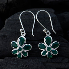 Ling Green Dangle Earrings with Floral Design