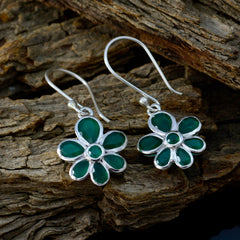Ling Green Dangle Earrings with Floral Design