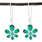 Ling Green Dangle Earrings with Floral Design Green Onyx Green Dangle