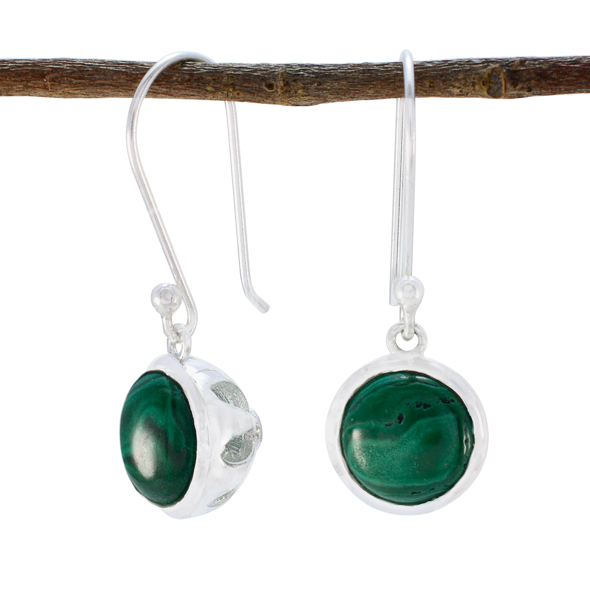 Charlotte Green Dangle Earrings in Gemstone Design Malachite Green Dangle