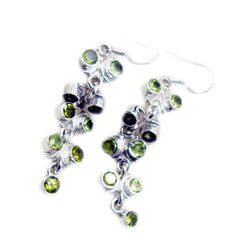 Chen Green Dangle Earrings with Stunning Gemstones