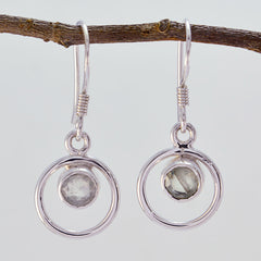 Agustina Green Dangle Earrings with Silver Circles