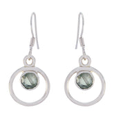 Agustina Green Dangle Earrings with Silver Circles Green Amethyst Green Dangle