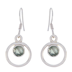 Agustina Green Dangle Earrings with Silver Circles Green Amethyst Green Dangle