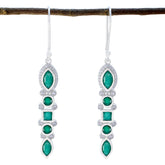 Aaliyah Green Dangle Earrings with Gemstone Accents Indian Emerald Green Dangle