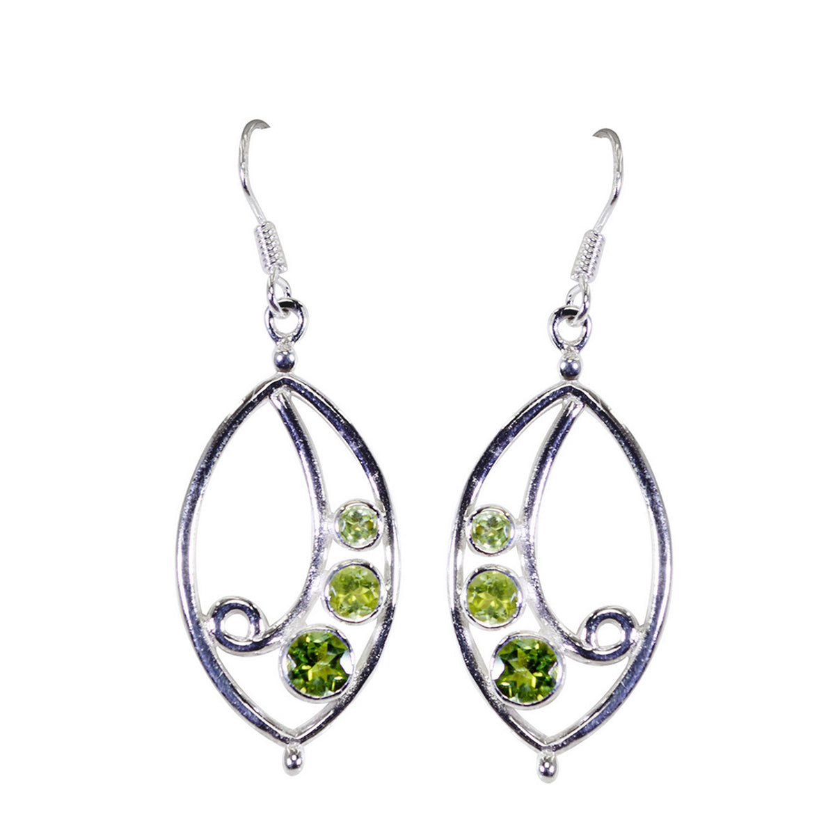 Pilar Green Dangle Earrings with Elegant Design Peridot Green Dangle