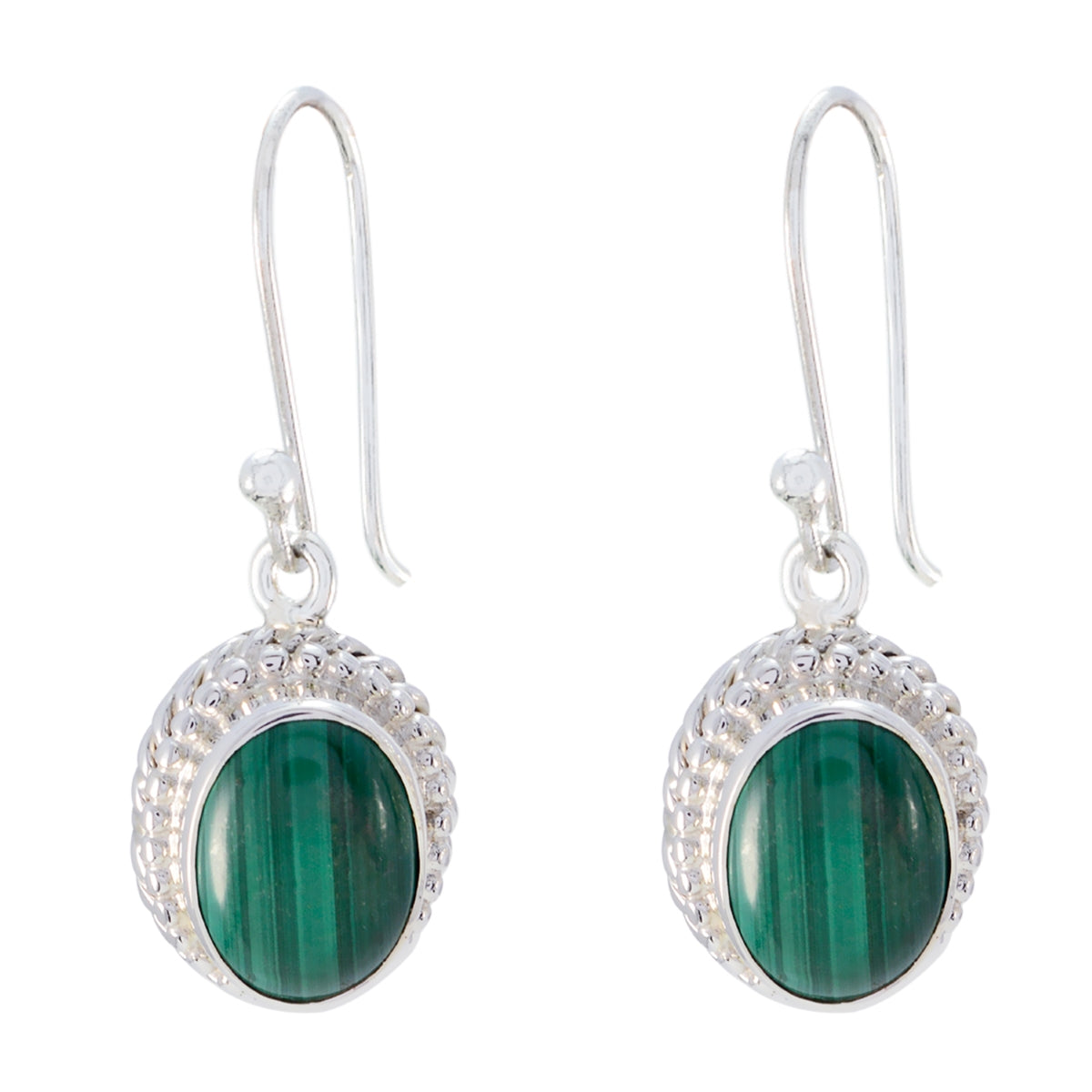 Layla Green Dangle Earrings with Malachite Charm Malachite Green Dangle